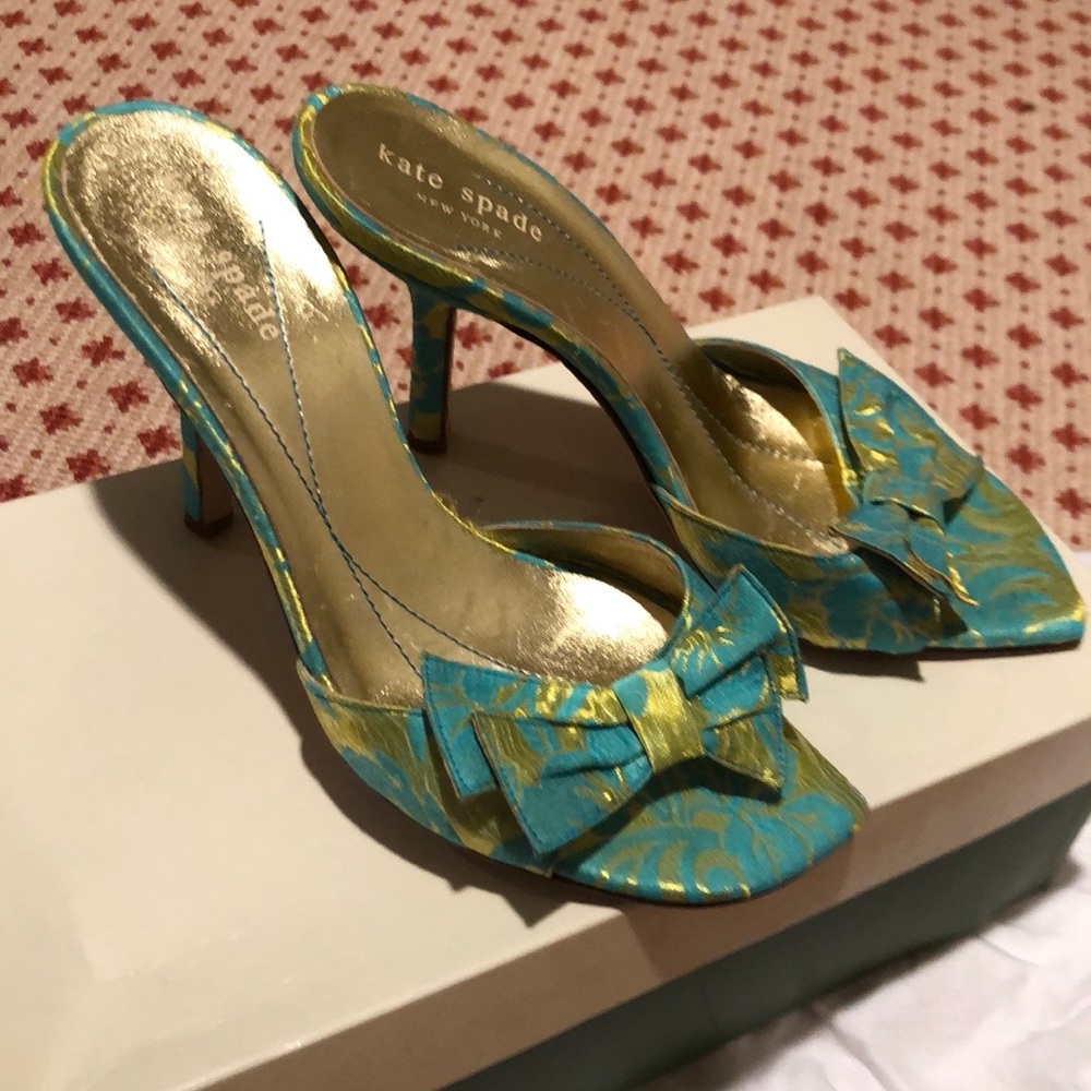 kate spade turquoise floral heel 6.5